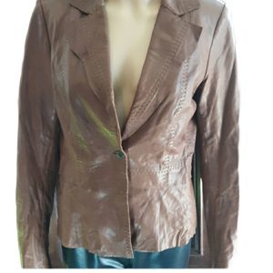 Elie Tahari jacket women's brown 100% leather  size M